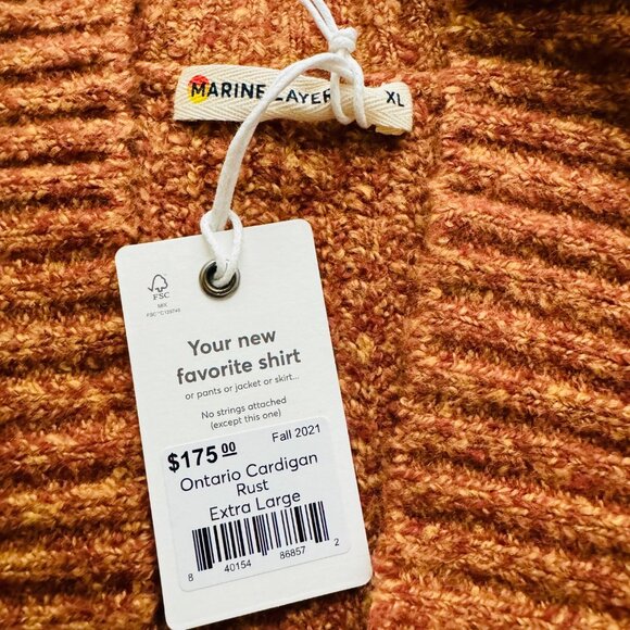Marine Layer Ontario Cardigan Rust Brown size XL 2 pockets womens new - Picture 8 of 12